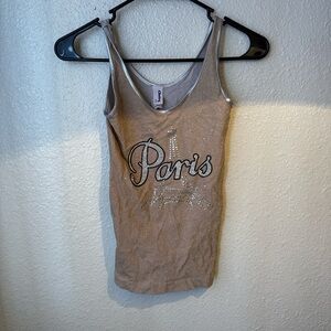 Paris Embellished Tank Top - Taupe